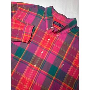 Polo Ralph Lauren Shirt Mens 4XB Pink Purple Plaid LS Button Down Big Tall